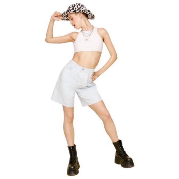 EUC Nasty Gal High Waisted Longline Denim Mom Shorts - Picture 2 of 12